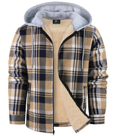 ZITY flannel jacket front view in dark blue beige showing cozy warmth and durable fabric