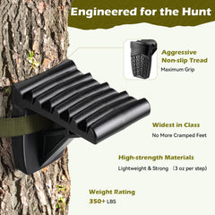Zivoxia Saddle Steps side profile demonstrates 360° mobility around a tree