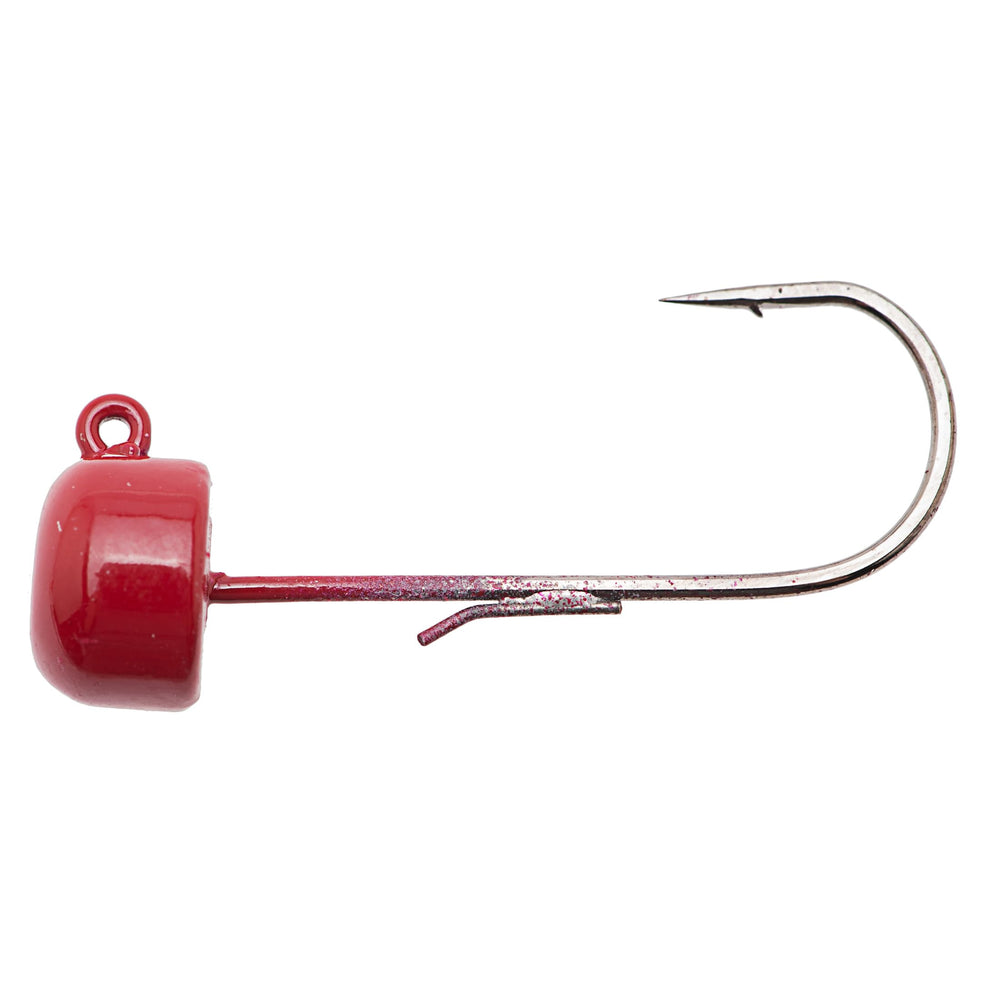 Z-Man Finesse ShroomZ jighead with red finish secures ElaZtech baits quickly.