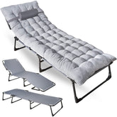 ZONETECH folding cot with pad in four-position setup for versatile comfort.