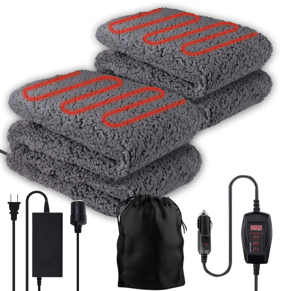 ZONETECH Sherpa fleece travel blanket grey 59x43 inches for car trips and cozy warmth