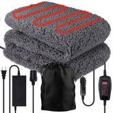 ZONETECH Sherpa fleece travel blanket folded in grey for car warmth and easy storage.