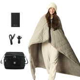 ZonLi Z-Walk blanket worn for wearable warmth during outdoor adventures.
