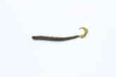 Zoom Bait Dead Ringer 4in Green Pumpkin worm with ringed body for bass attraction in cover.