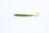 Zoom Bait Dead Ringer 4-Inch Watermelon Seed front view showing ringed body and curly tail.