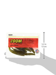 Zoom Bait Fluke 4in Green Pumpkin, side view highlighting versatile bass lure.