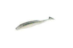 Zoom Bait Swimmin' Super Fluke in Bluegill Flash showing the lifelike kicking tail and full body action for long casts