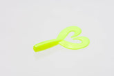 Zoom Fat Albert twin-tail bait front view in Chartreuse Pearl 3.5-inch package