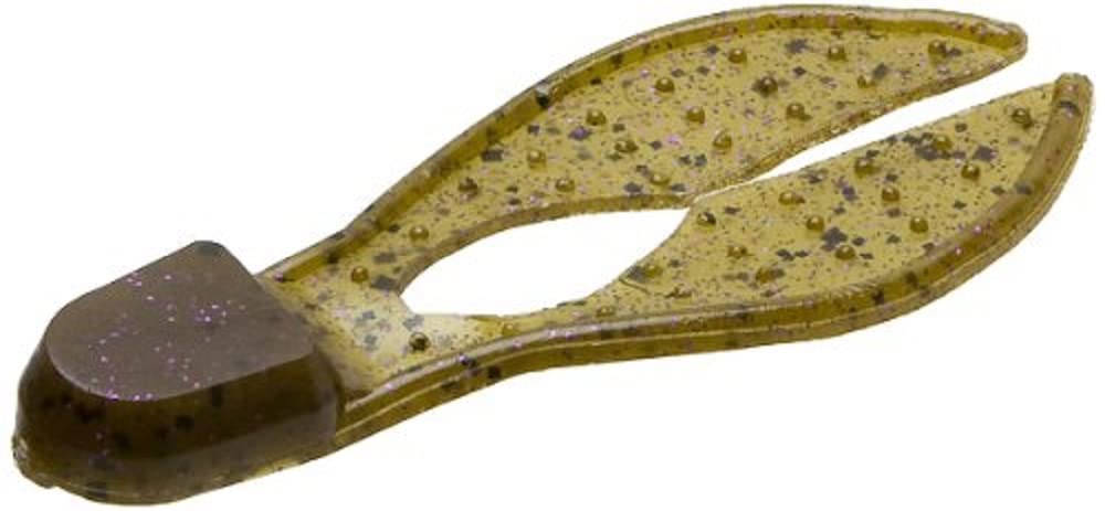 Zoom Super Chunk Green Pumpkin Purple 4-inch trailer bait enhances jig and spinnerbait action