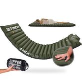 ZOOOBELIVES extrathickness sleeping pad inflated for all-night comfort on uneven terrain