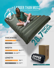 ZOOOBELIVES wide-plus sleeping pad showing roomy surface for side sleepers