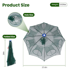 Zorpupoa foldable cast trap folds like an umbrella for transport.