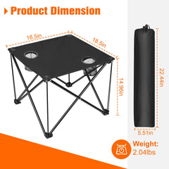 Zorpupoa folding table folded compact demonstrates easy transport in a car.