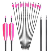 ZSHJGJR 30-inch carbon arrows with pink feather fletching for precise target practice.