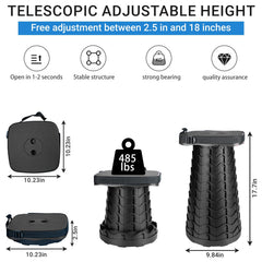 ZTMT upgraded square folding stool at adjustable height for comfortable seating during hikes