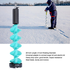 Zunate ice auger with universal adapter enables easy drill-bit swapping.