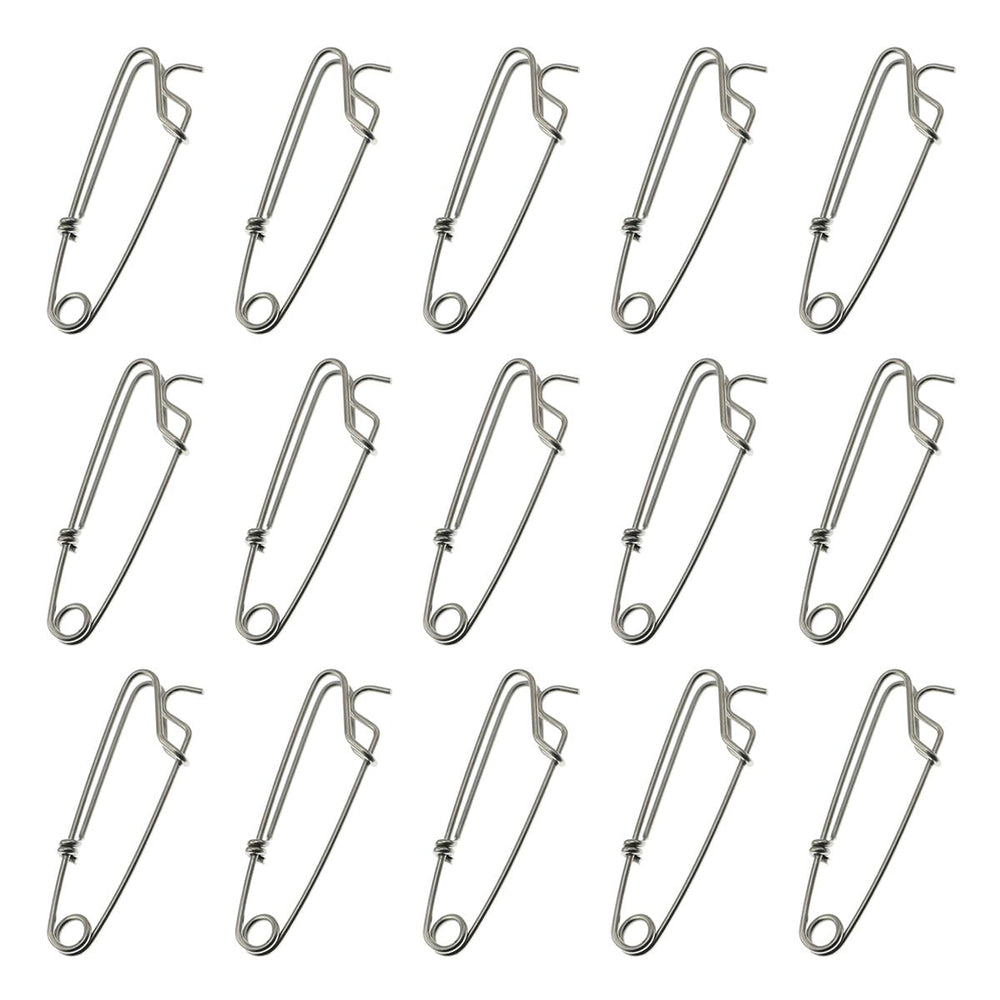 ZYAMY 15pcs stainless steel tackle clips 8x2cm – front view