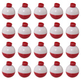 Red and white ABS fishing bobber set, 20 pieces, 13mm