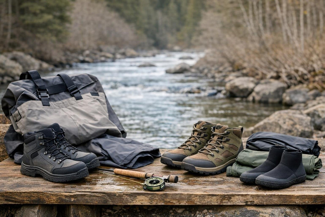 angler comparing boots and waders options