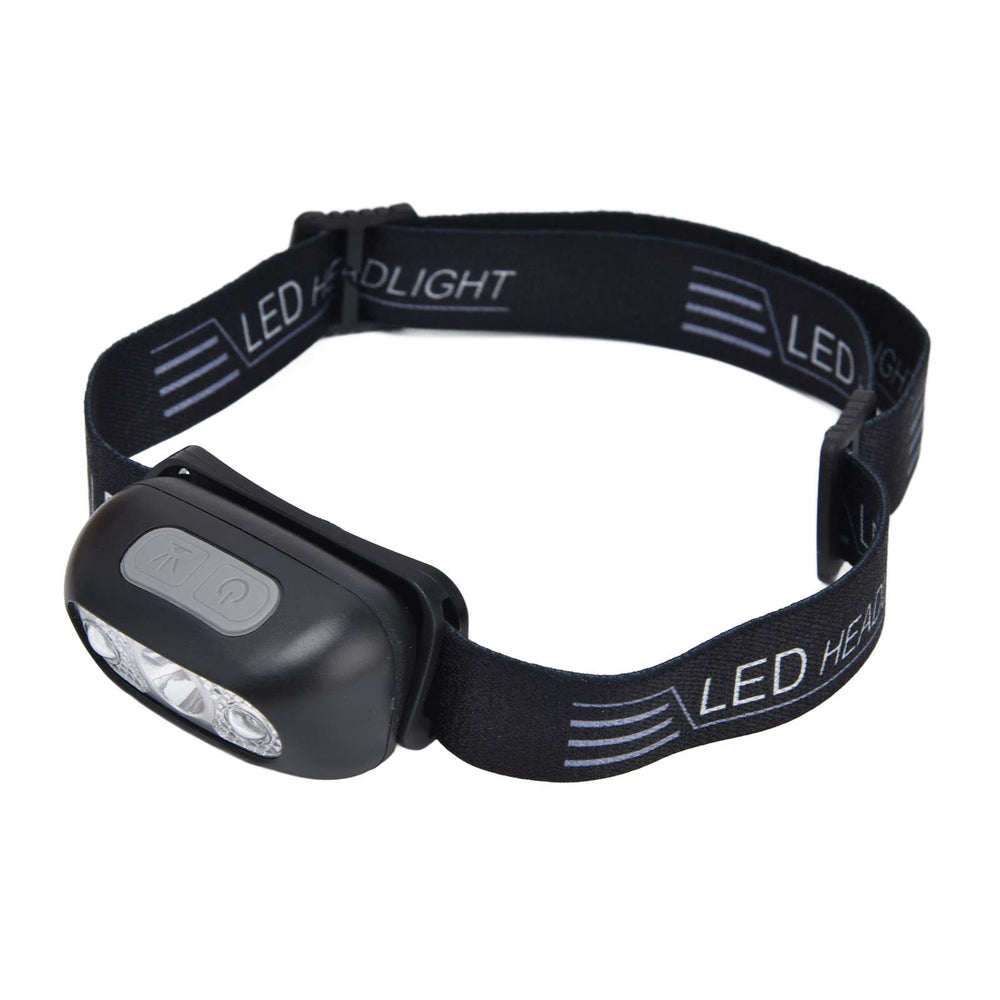 01 02 015 USB charging LED headlamp with motion sensor for hands-free outdoors.