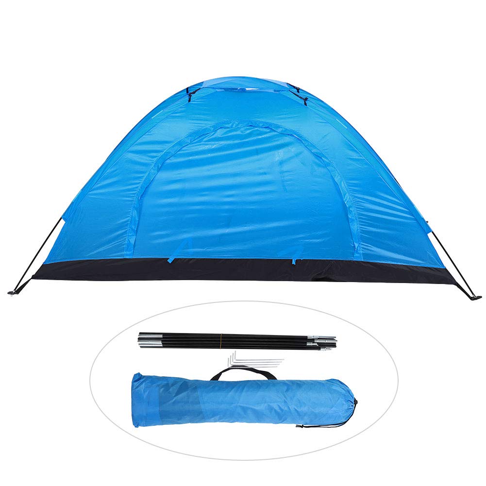 01 Camping Tent green waterproof fabric keeps gear dry in rain.