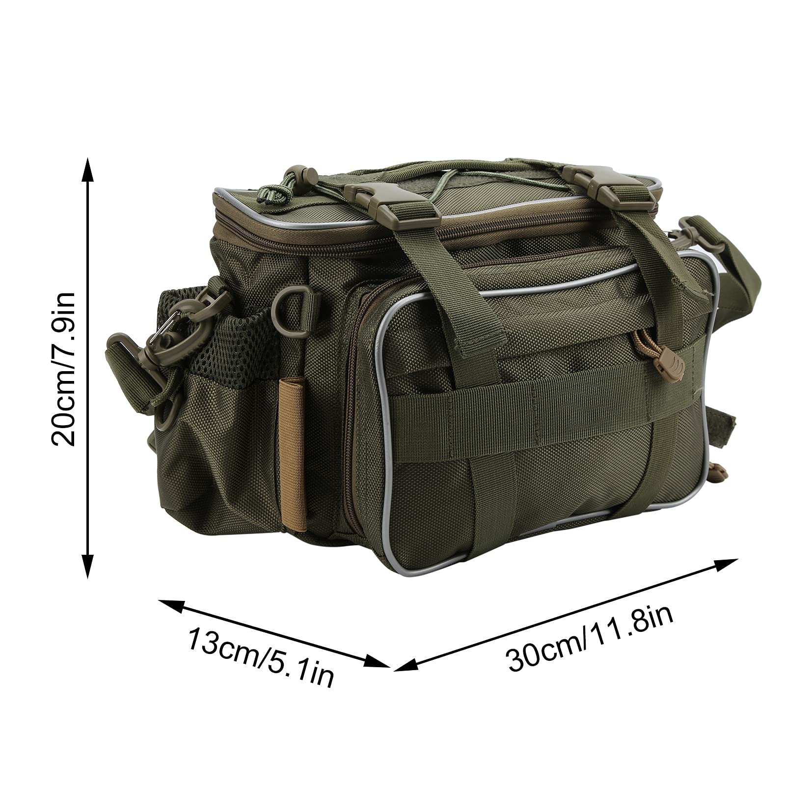 01 Fishing Organizer Shoulder Satchel ample storage for pliers, reels and tackle.