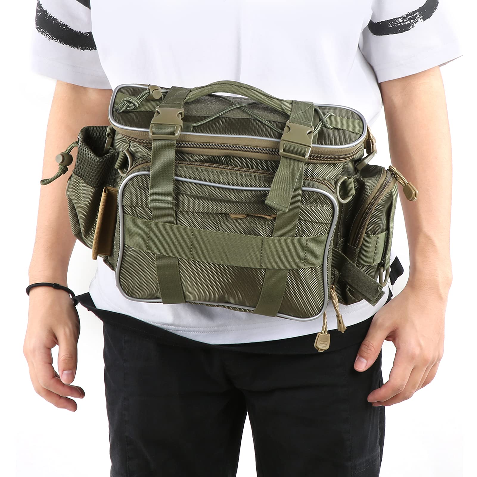 01 Fishing Organizer Shoulder Satchel convertible waist bag option.