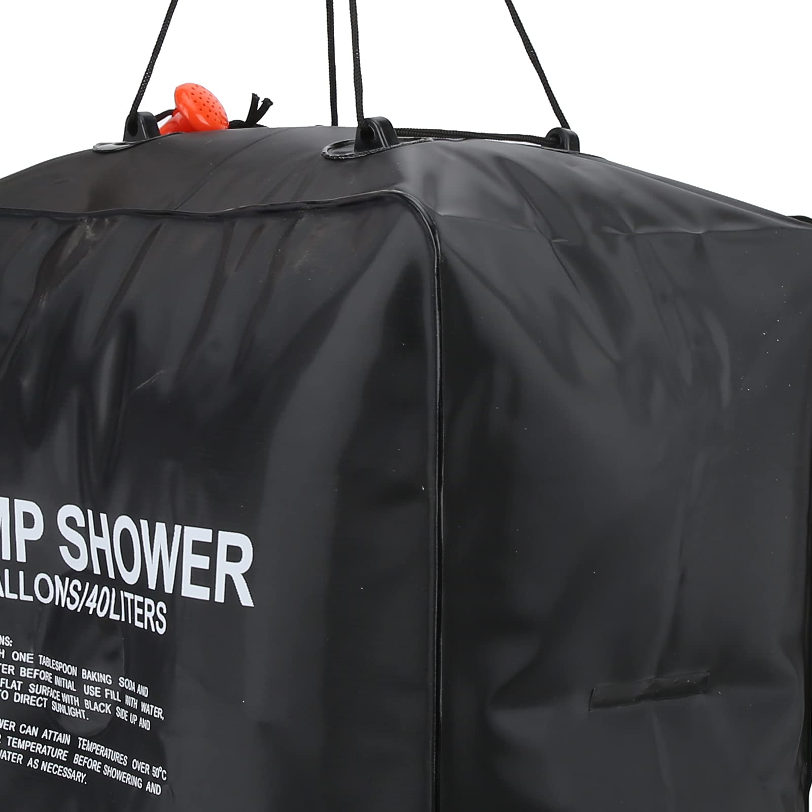 01 Lightweight and foldable camping shower bag fits in a backpack.