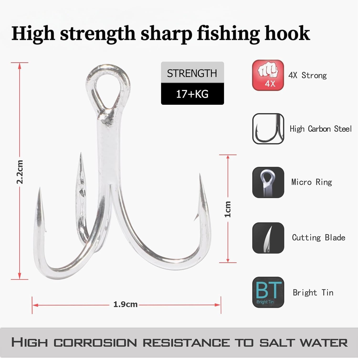 Topwater lure showing sharp treble hooks for reliable catches