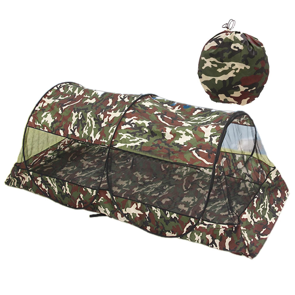 1/4 Pop Up Mesh Tent camouflage color blends with nature