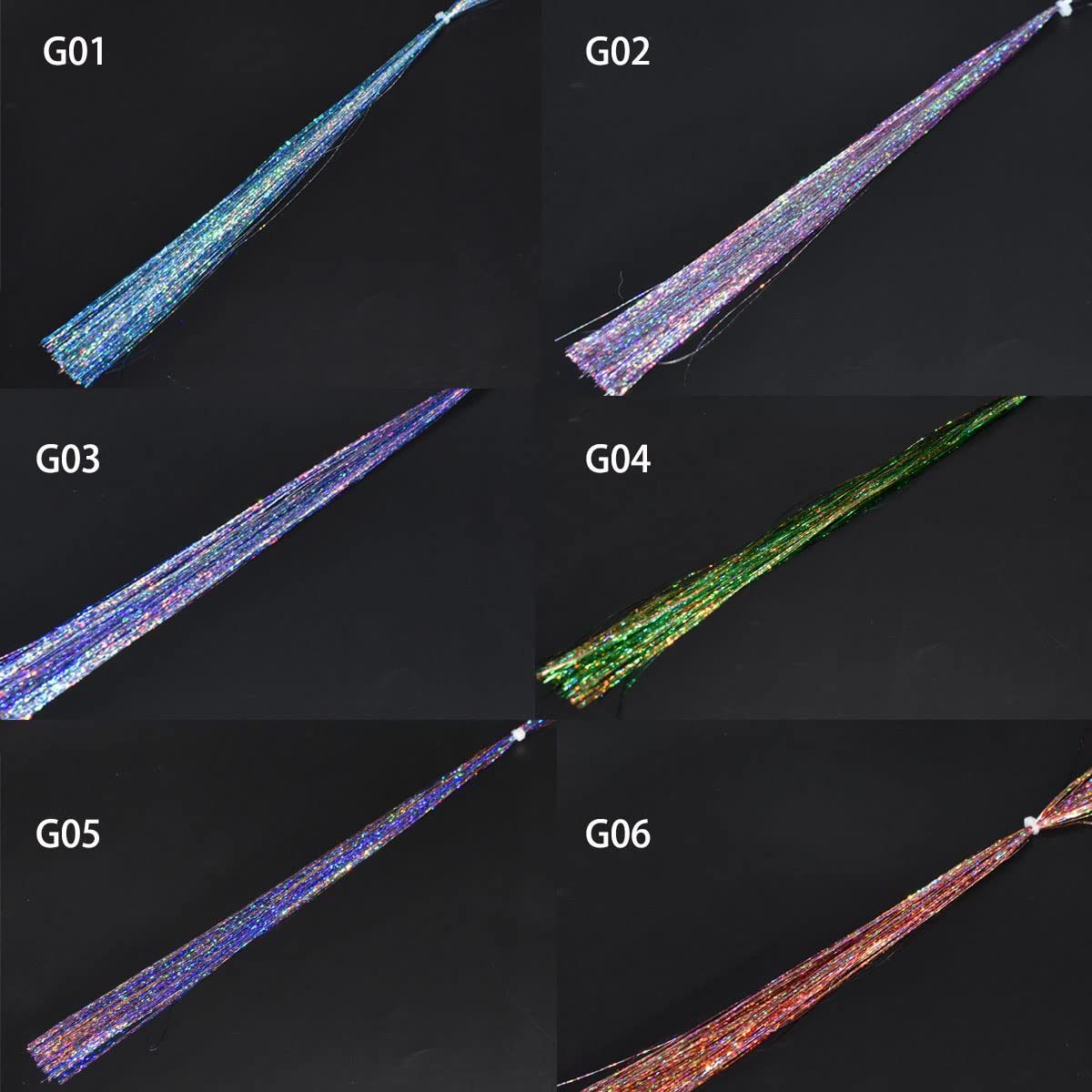 Fly tying material: 200-230 pcs per pack, ~30 cm length, PET Flashabou tinsel (image 3)