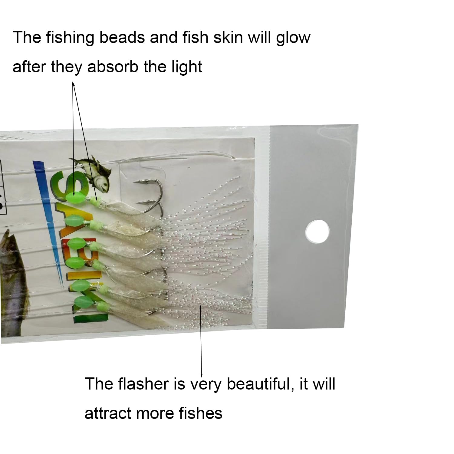 Sabiki rig showing 1.6m main line and multiple hooks