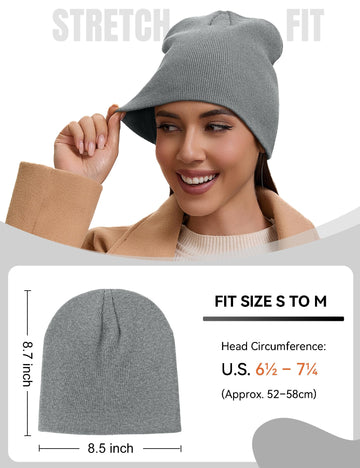 Side profile of cuffless gray beanie on mannequin