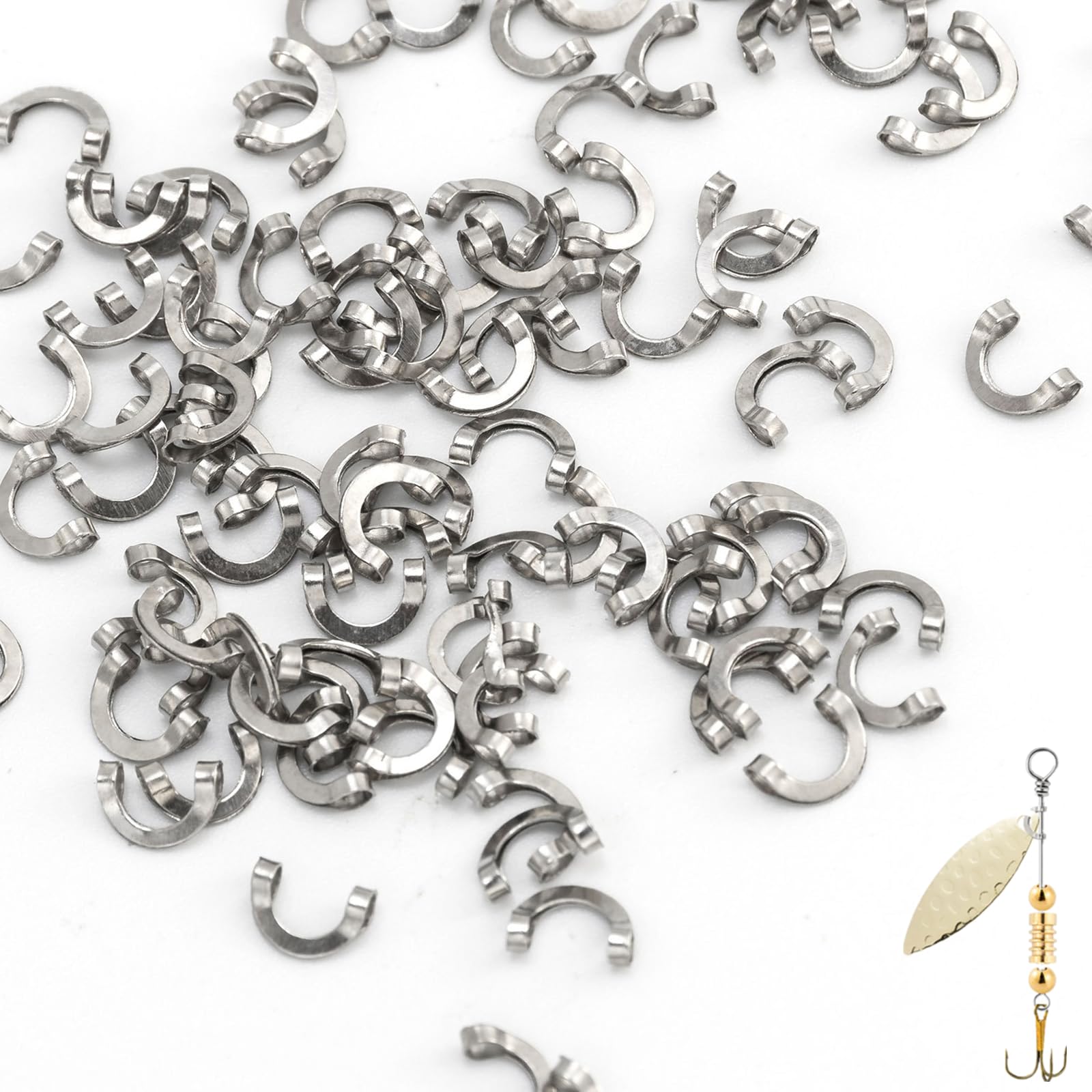 Front view of the 100-pack folded copper spinner clevises