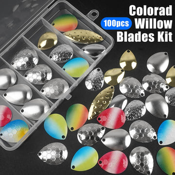 100 pieces spinner blades in a reusable storage box