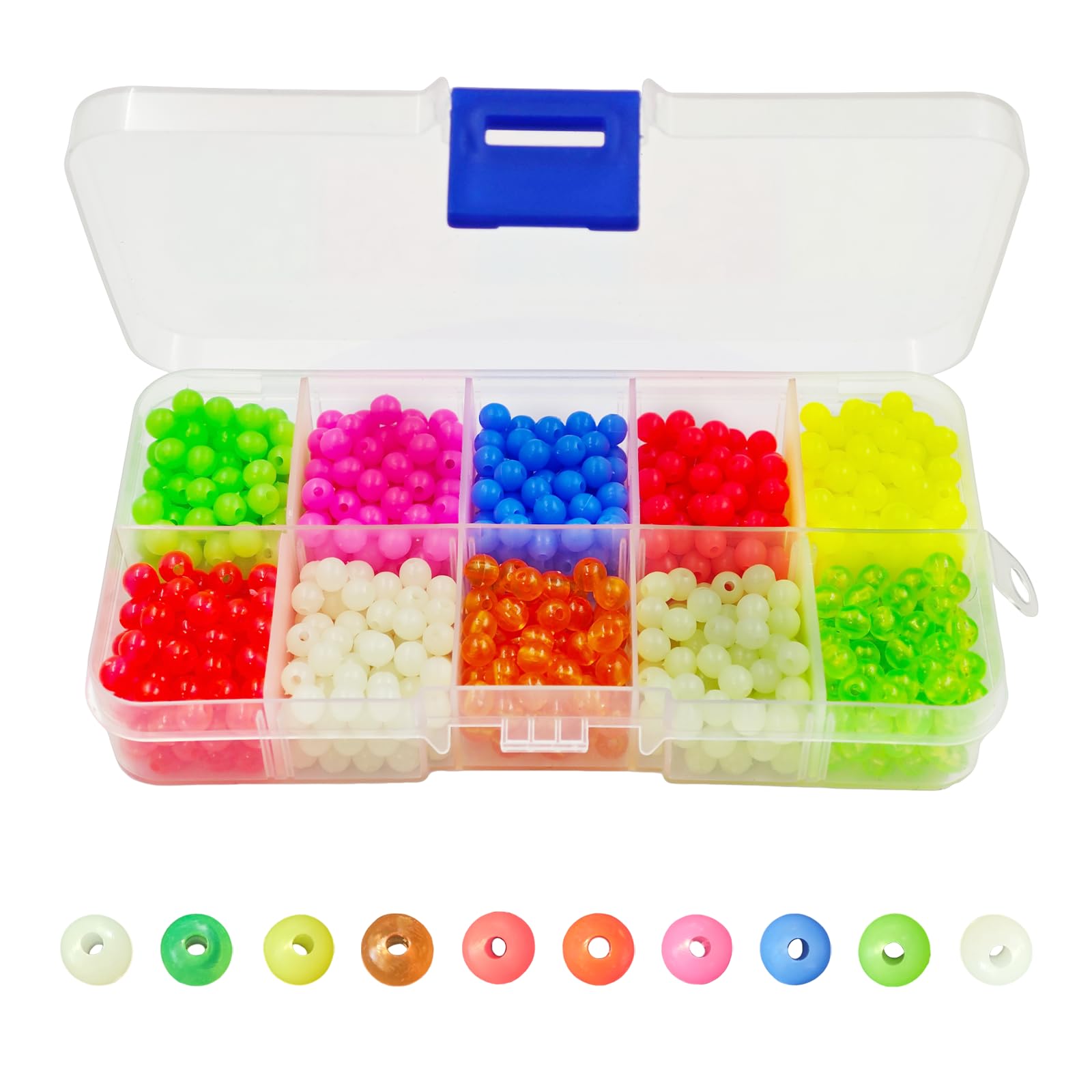 Glow-in-the-dark fishing beads set 5mm – assorted colors