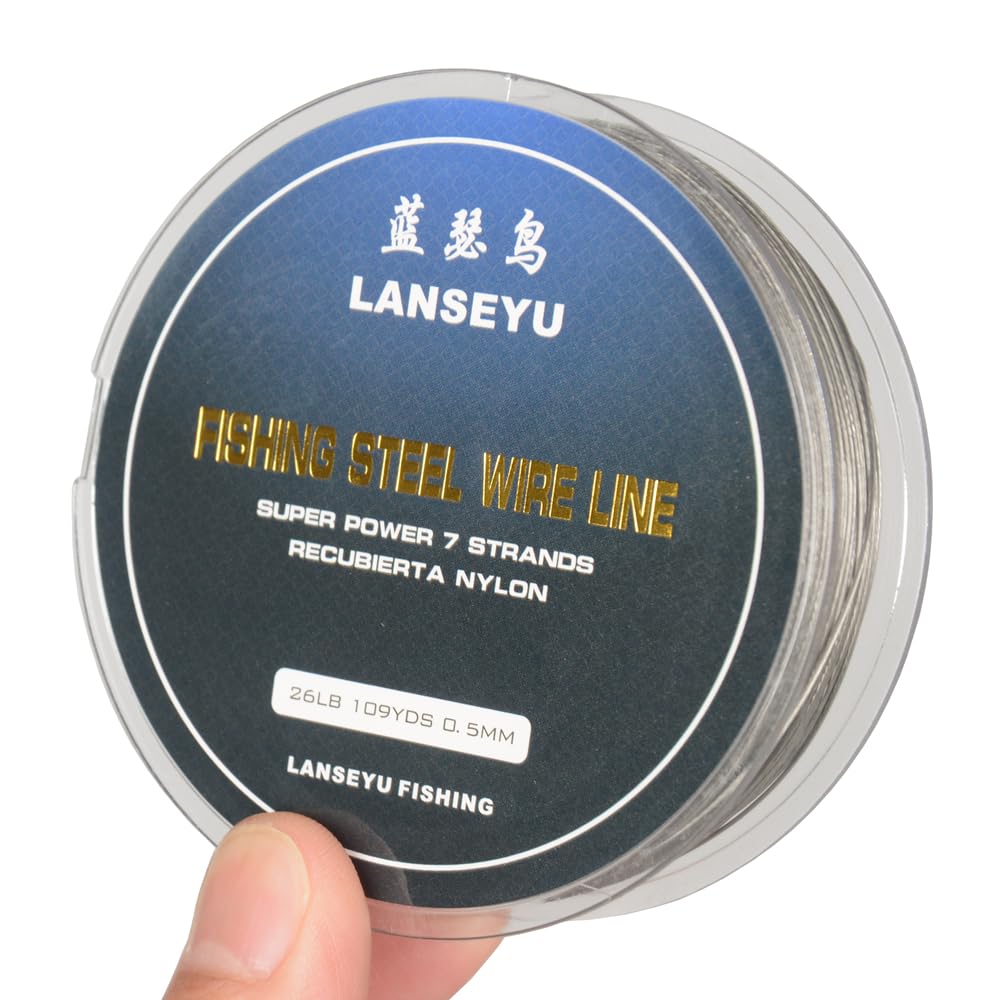100 meter spool of nylon-coated 0.5mm fishing leader wire