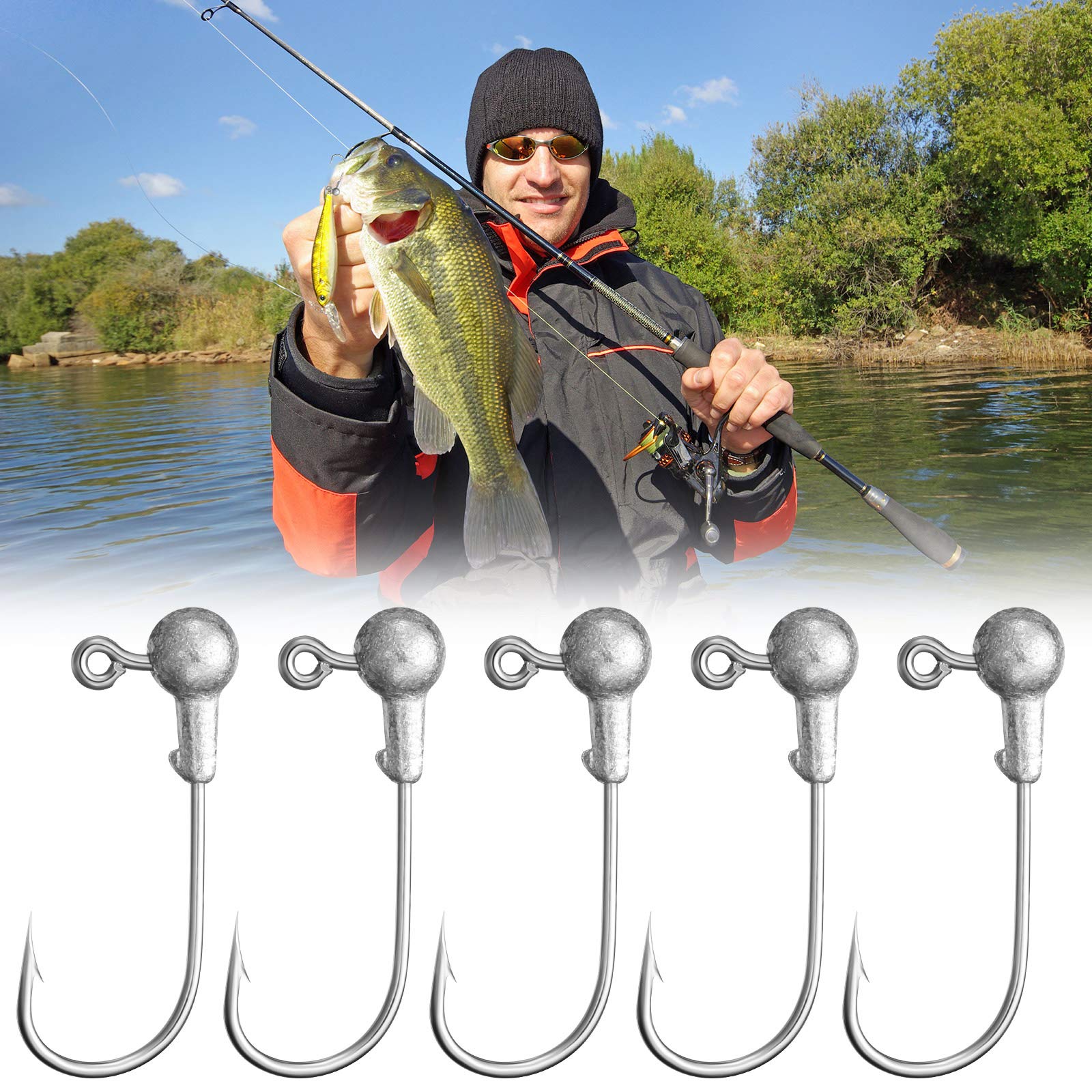 Assorted jig head hooks suitable for freshwater and saltwater