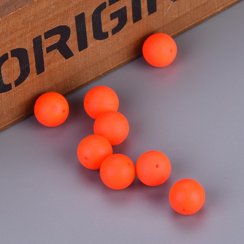 Fishing setup showing foam buoyancy balls on line