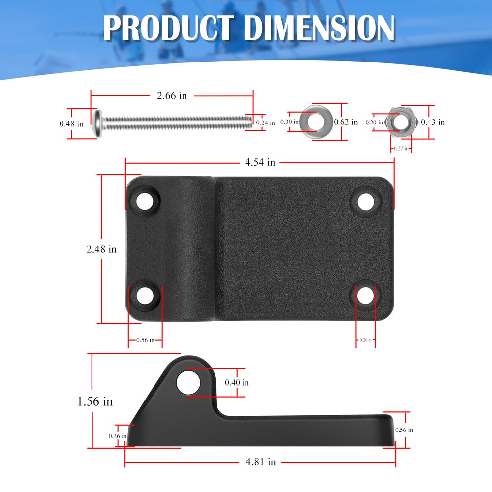Bracket dimensions 2.5 inches by 4.5 inches