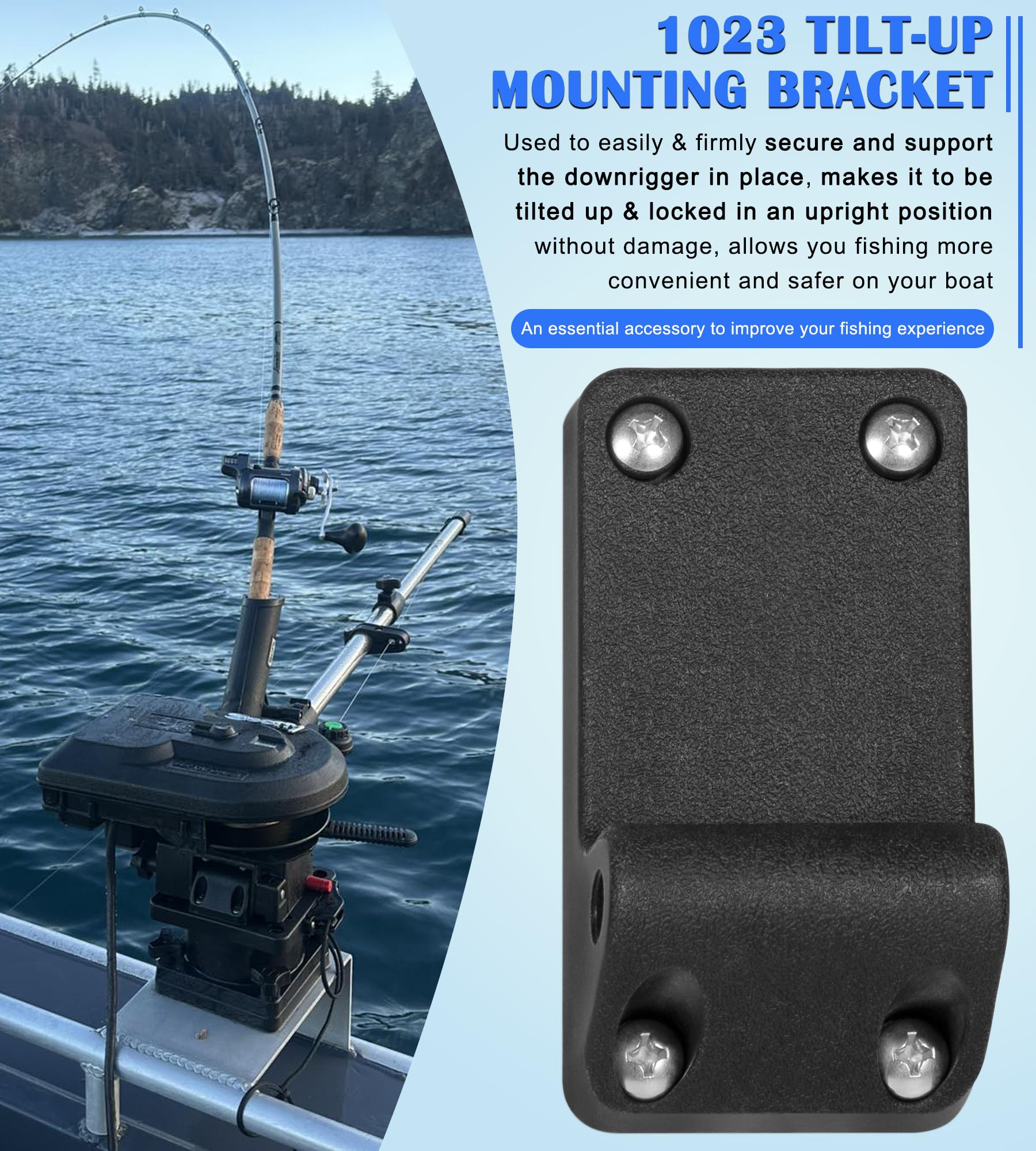 Angled view of 1023 bracket showing tilt-up mechanism