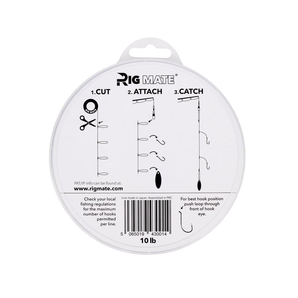 Close-up of pre-tied dropper loop rigs ready for rigging