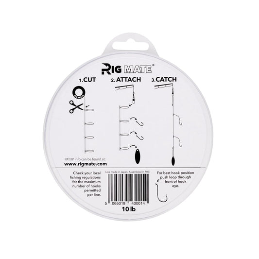 Close-up of pre-tied dropper loop rigs ready for rigging