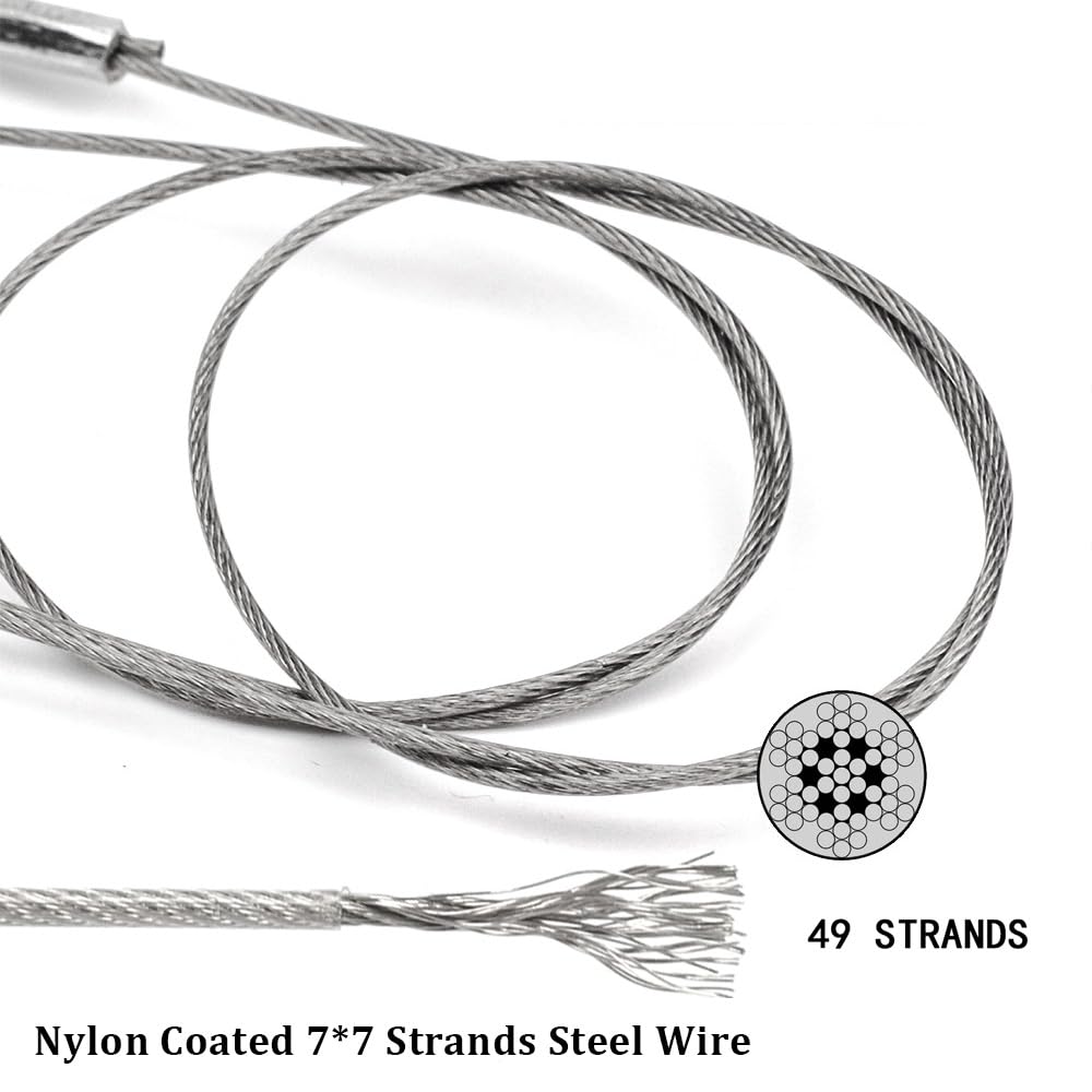 Shark fishing rig close-up showing 49-strand steel leader and nylon coating