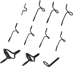 11-piece black stainless steel fishing rod guide set – assorted sizes