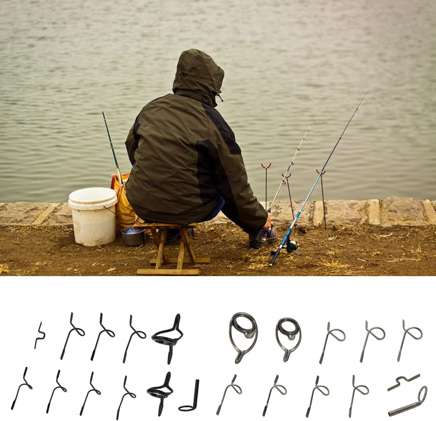 Easy-install fishing rod guides with durable black finish