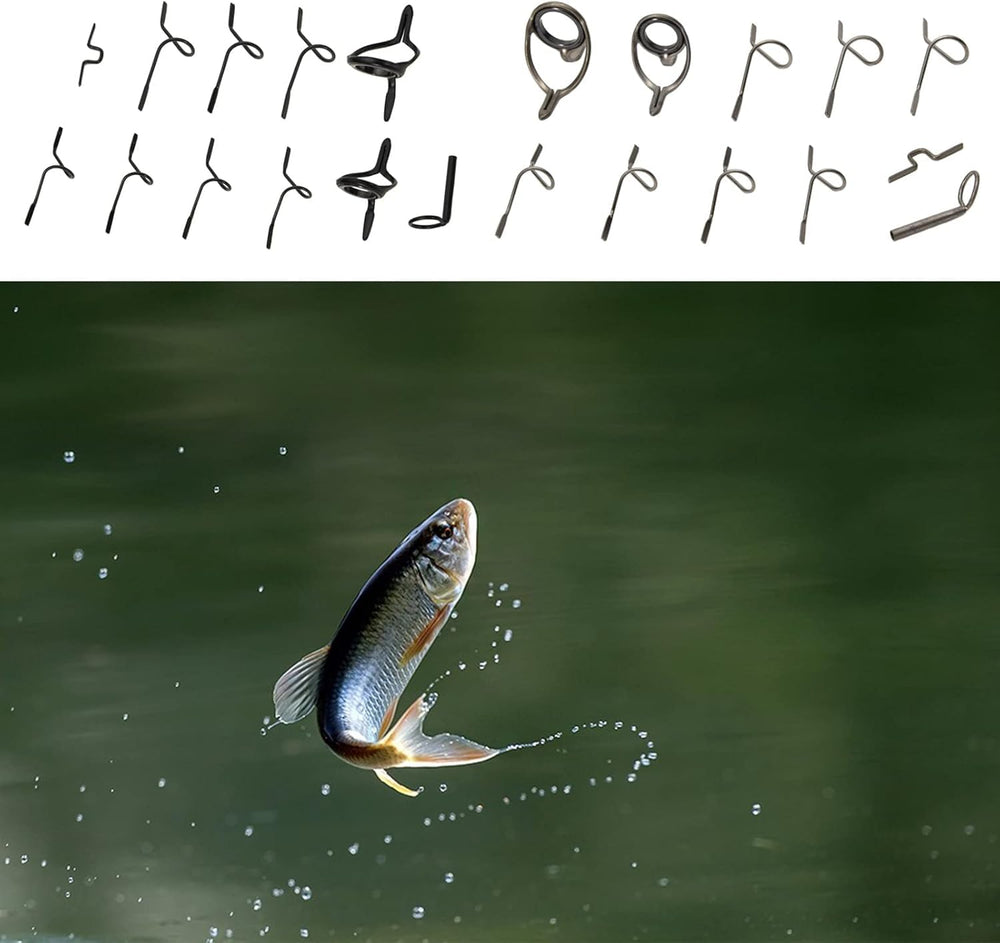 Sleek black finish on high-quality rod guides for fishing poles