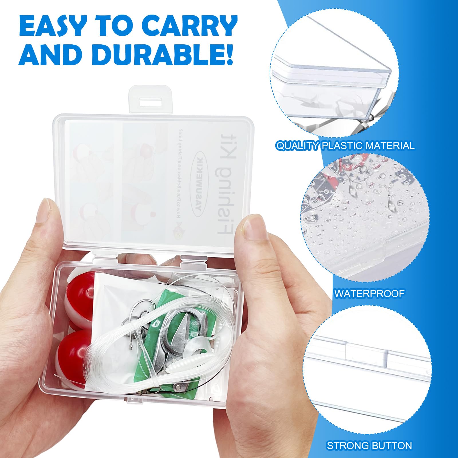 Multiple mini fishing kits displayed together