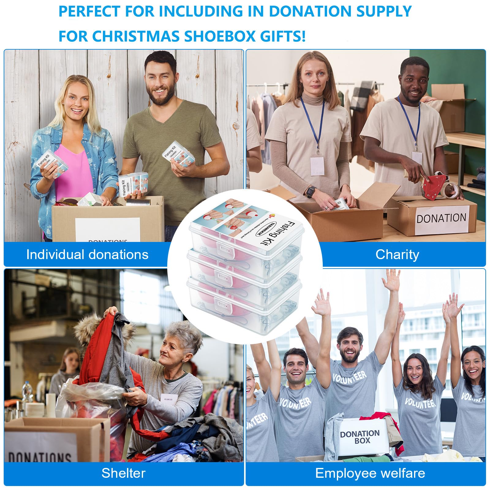 Close-up showing hooks, line, and lures in the kit