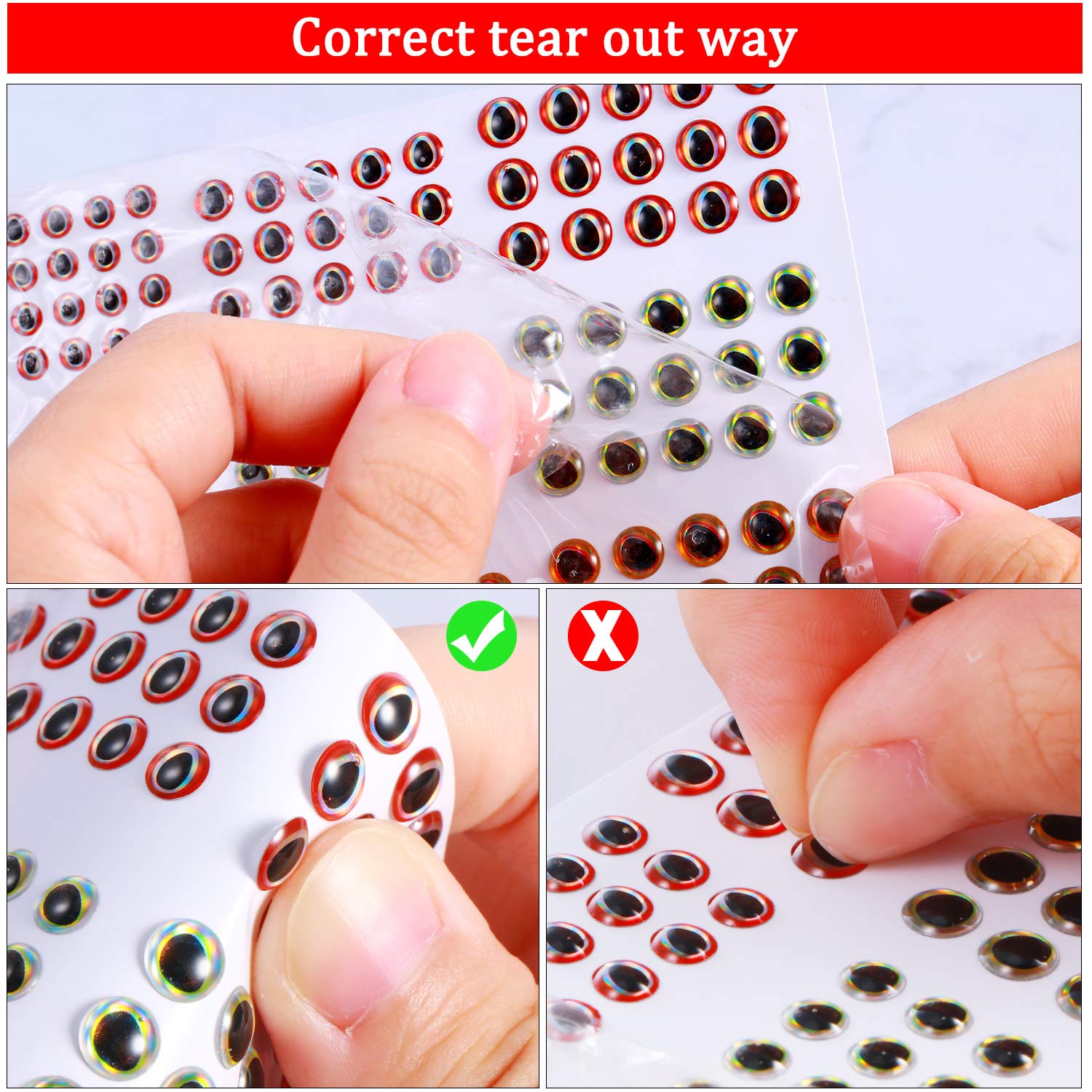 Oval 3D/4D fishing eyes in 6 mm size